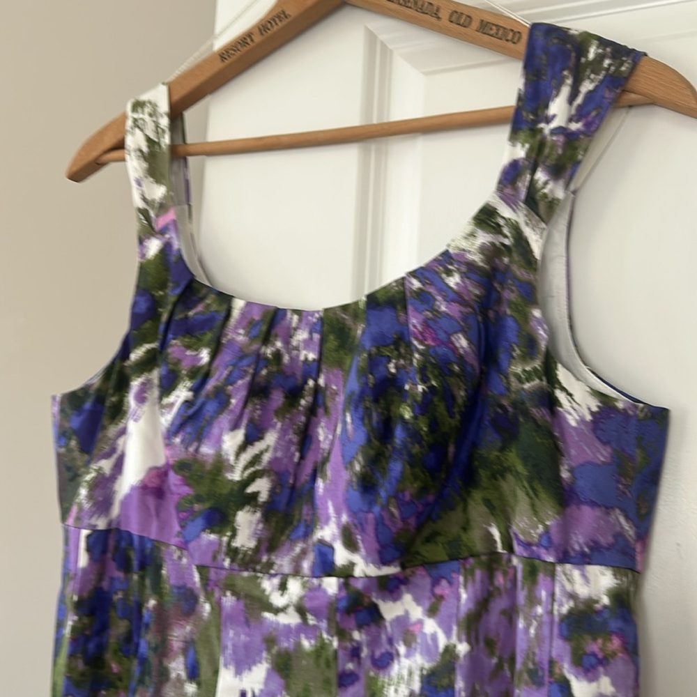 ⭐️NWT!⭐️Ella Fit n Flare Purple & Green Floral Print Dress Sz 16 w Measurements
